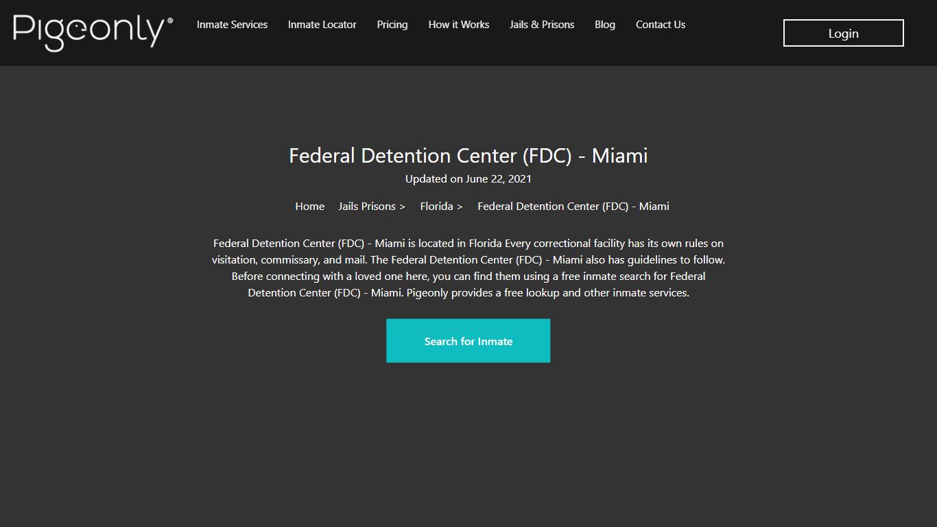 Federal Detention Center (FDC) - Miami Inmate Search | Florida